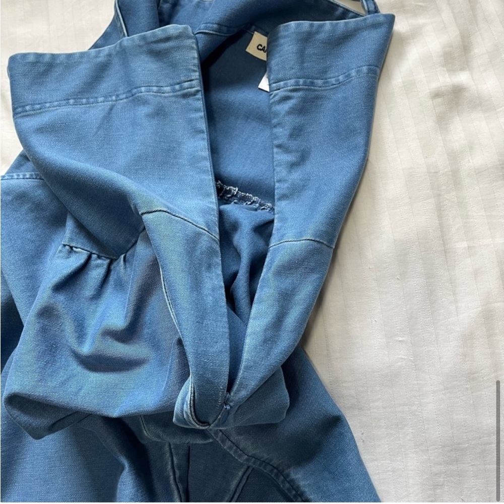 Caron Callahan Bethany Square Neck Sleeveless Denim Jumpsuit Blue LIKE NEW - Picture 11 of 16